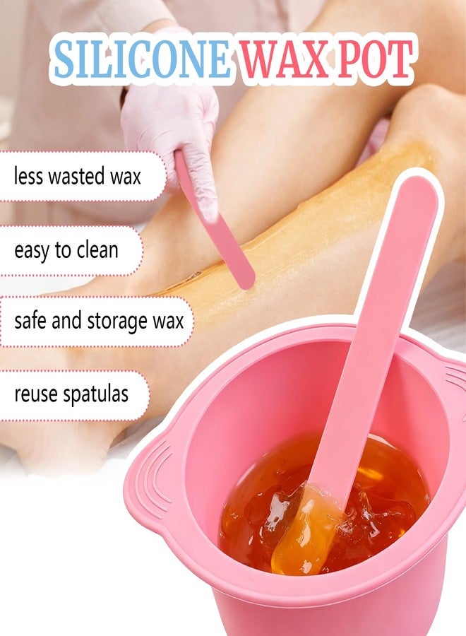 hongliang 2 Pack Silicone Wax Warmer Liner with Spatula Sticks - Reusable Non-Stick Wax Pot Bowl Replacement,Wax Melt Liner for Hair Removal Waxing Supplies (Pink/Blue) - Image 4